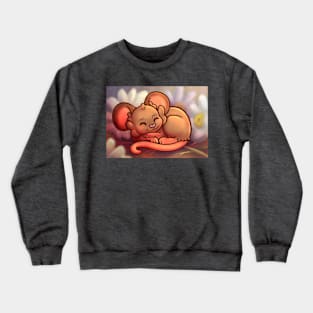 Mouse napping with daisies Crewneck Sweatshirt